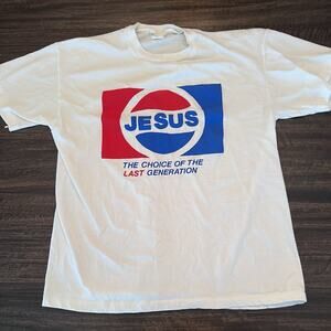 Vintage Jesus Pepsi Tee Parody 80s Single Stitch Christian God Church Sz Large